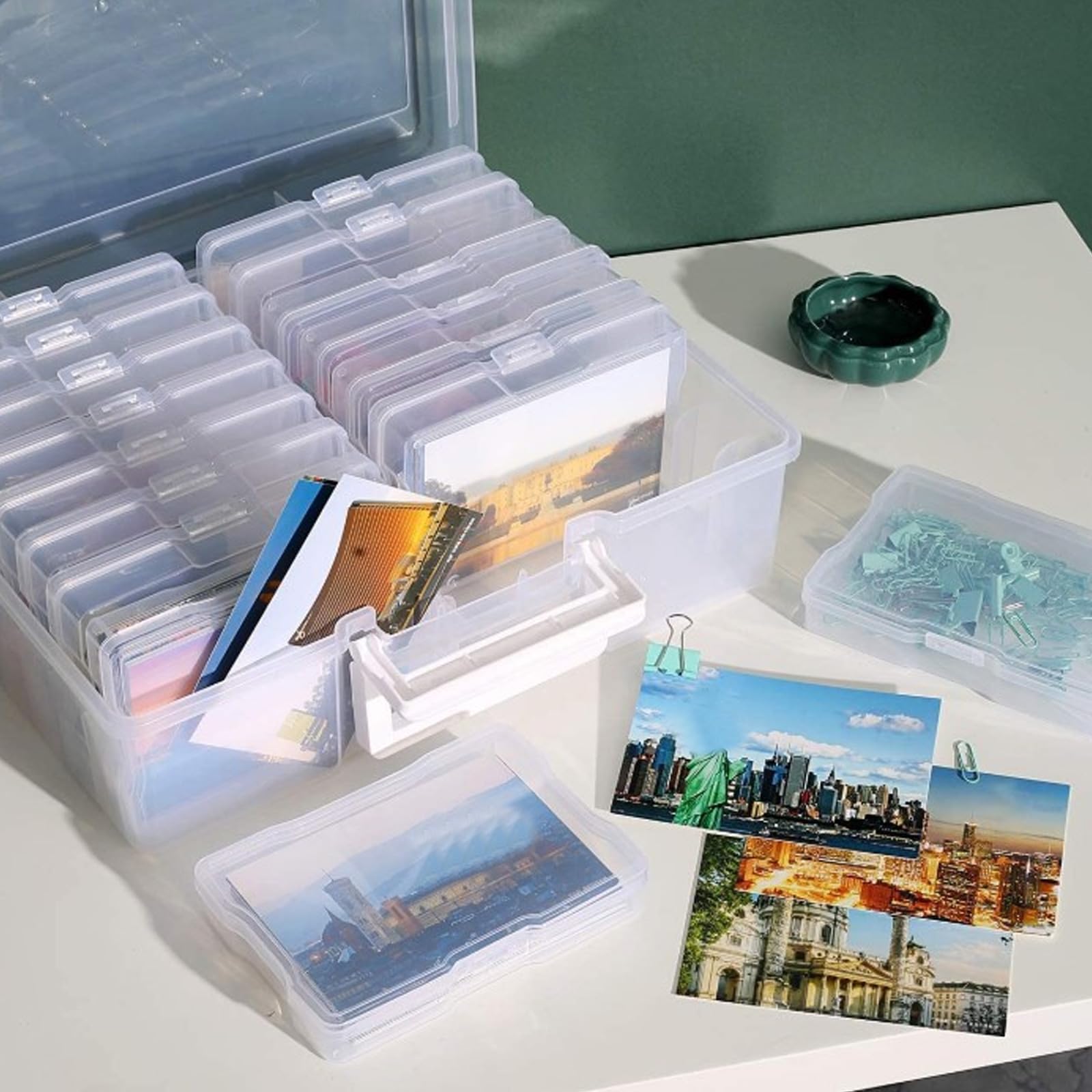 Contenedor de Almacenamiento de Transparente para fotografías, Documentos y artículos de Temporada Patrón de Seguro Fácil Acceso Contenedor de Almacenamiento de fotografías Ligero, y