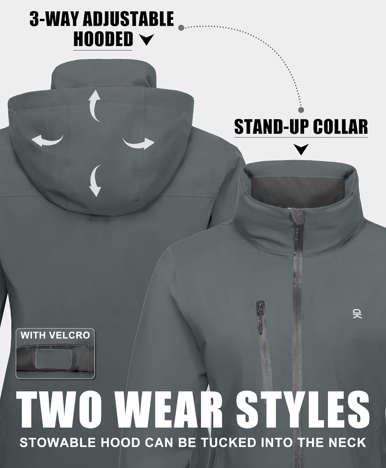 Little Donkey Andy Women's Waterproof Rain Jacket Lightweight Windbreaker Breathable Raincoat with Hood for Outdoor Hiking