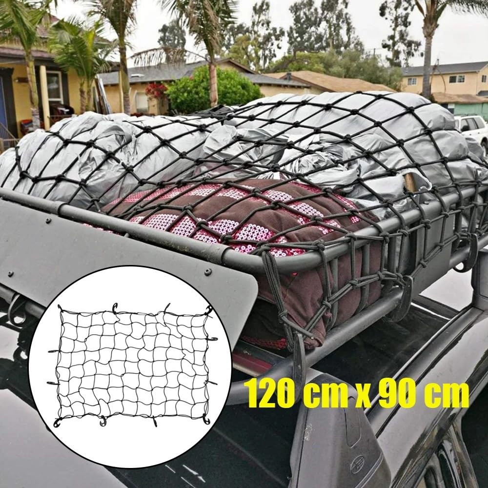 Dachbox faltbar Dachboxen 90 x 120 cm Dachträger-Gepäcknetz, 3' x 4', dehnbar auf 6' x 8'