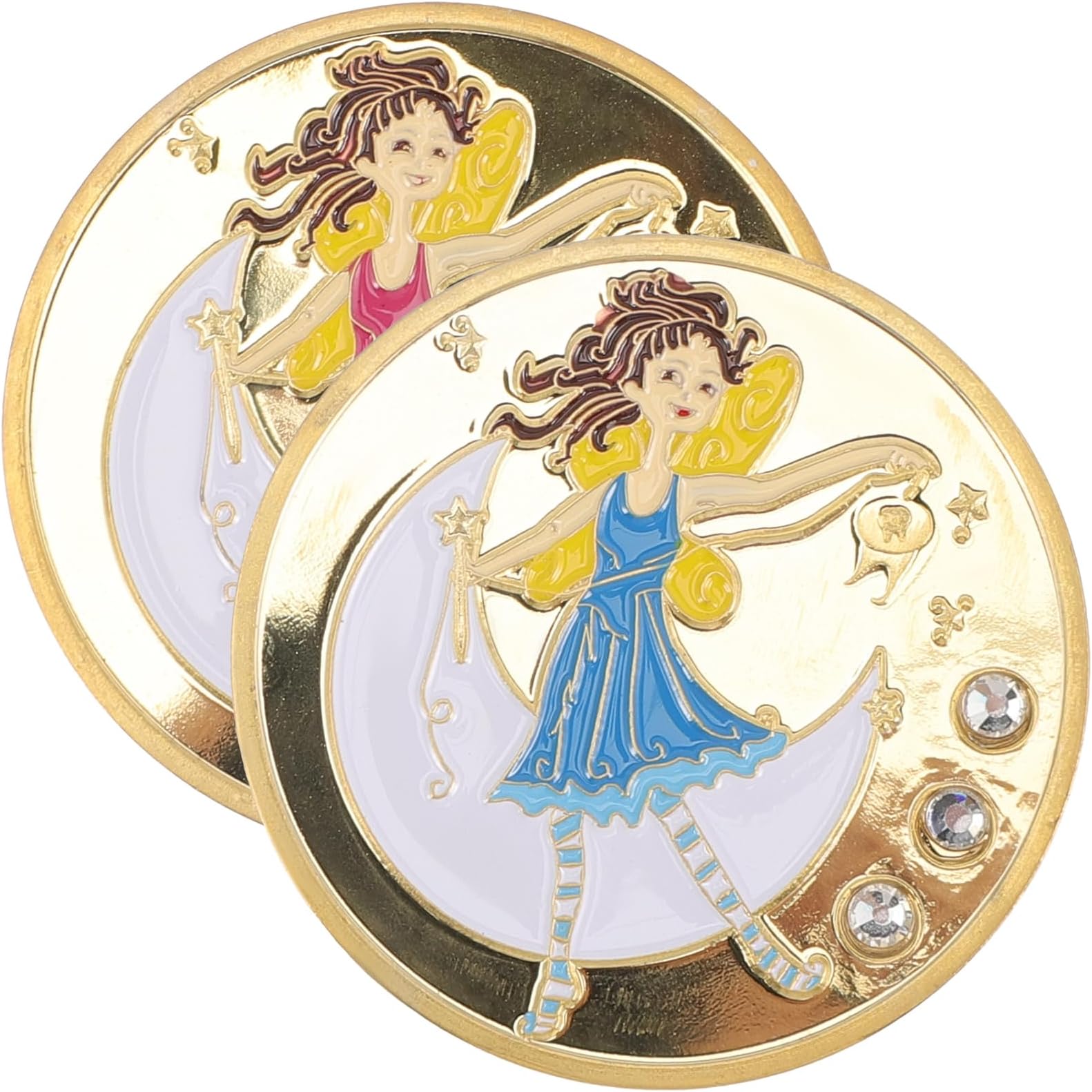 Toddmomy 2pcs Tooth Fairy Coins Reward Commemorative Coin Money Novelty Coin Lost Teeth Reward No Fading Tooth Coin Gift for Lost Tooth Kids