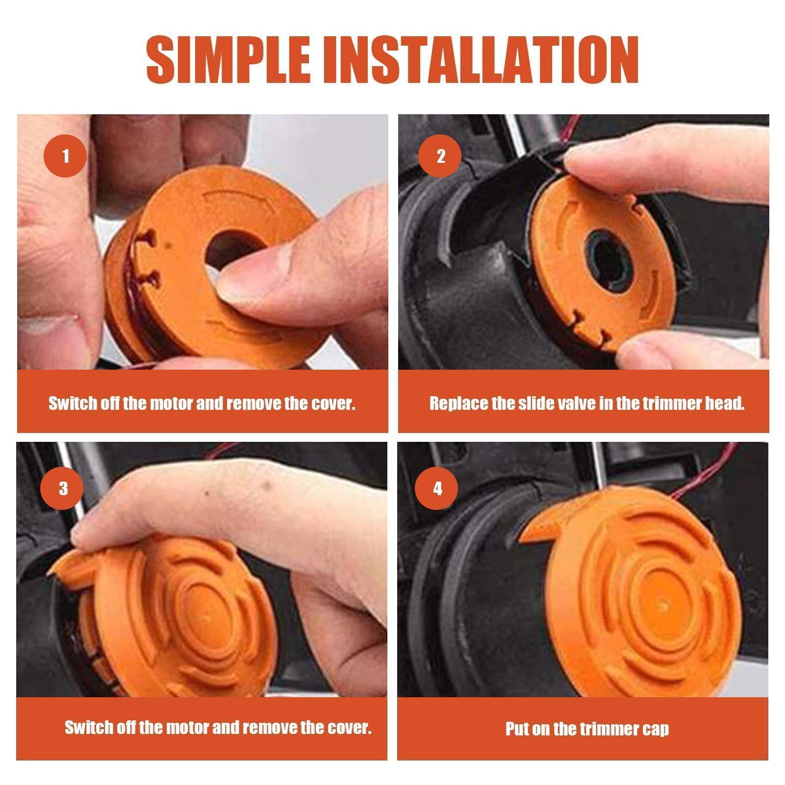 4 Stück Ersatzspulen Für Rasentrimmer – Kompatibel Mit Mac Allister MGTP18Li, Spear & Jackson 18V/36V, 1,65mm Autofeed-Schnur