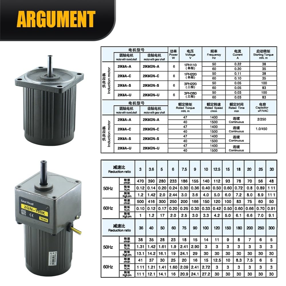 Micromotor de CA de 6 W, 110 V, 220 V, monofásico, asíncrono, con Engranajes, Eje de 8 mm, 5 RPM-1400 RPM, máx. 3 NM, for Embalaje.(220v,78 RPM)