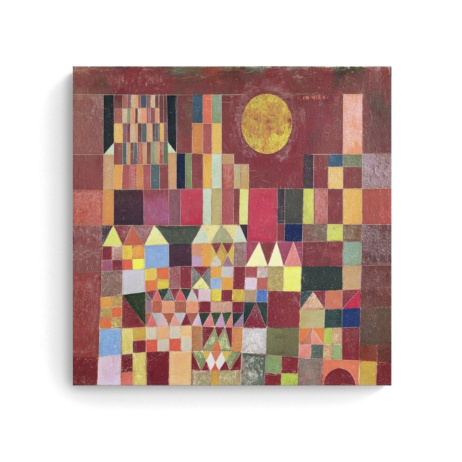 Decter Unframe-Style Castle And Sun By Paul Klee Painter Artwork Poster Wall Art Painting Canvas Gift Living Room Prints Bedroom Decor Artworks 12X12inch(30X30cm)