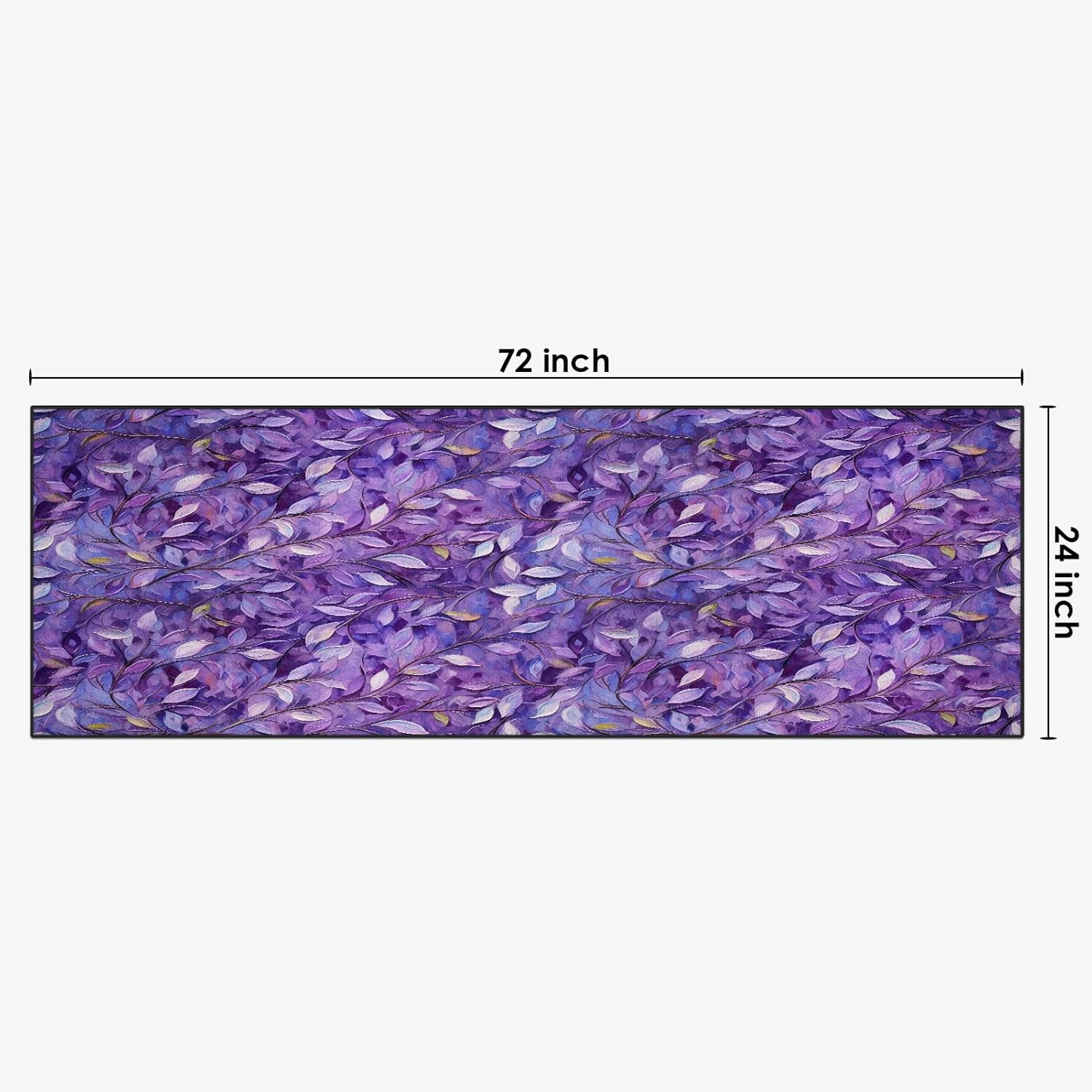 ArtSocket Area Rug Purple Plant Leaves 2' x 6' Entry Runner Rug Non-Slip Washable Indoor Door Mat Carpet for Bedroom Kitchen Entryway Laundry Living Home Decor
