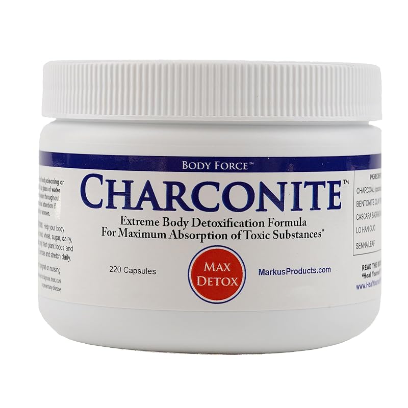 Body Force Charconite — suplemento digestivo de carvão ativado e bentonita — 220 cápsulas
