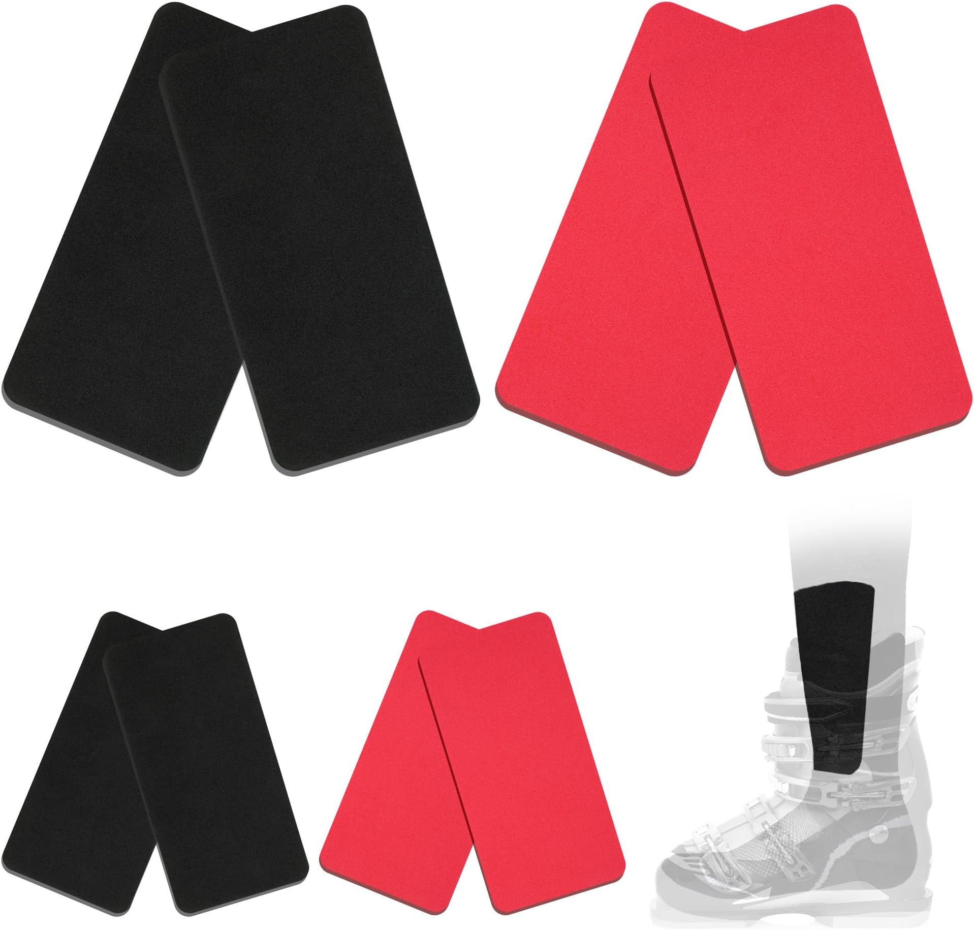 8 Pcs Snowboard Shin Pads Guards Protector Foam Pads for Sports Ski, 2 Sizes Shin Pads Foam Padded Ski Boot Liner, Leg and Foot Friction Shin Bang Protection for Skiing Snowboarding
