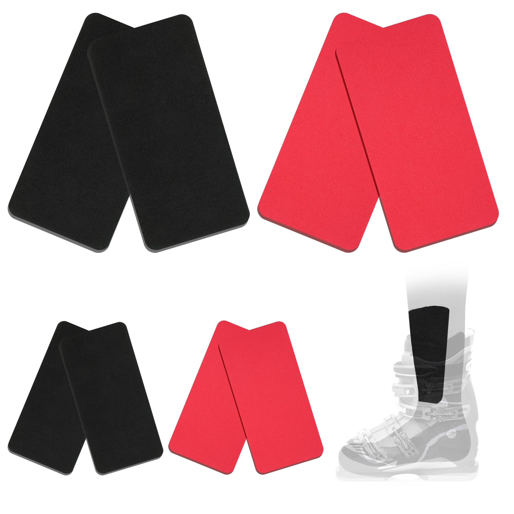 8 Pcs Snowboard Shin Pads Guards Protector Foam Pads for Sports Ski, 2 Sizes Shin Pads Foam Padded Ski Boot Liner, Leg and Foot Friction Shin Bang Protection for Skiing Snowboarding