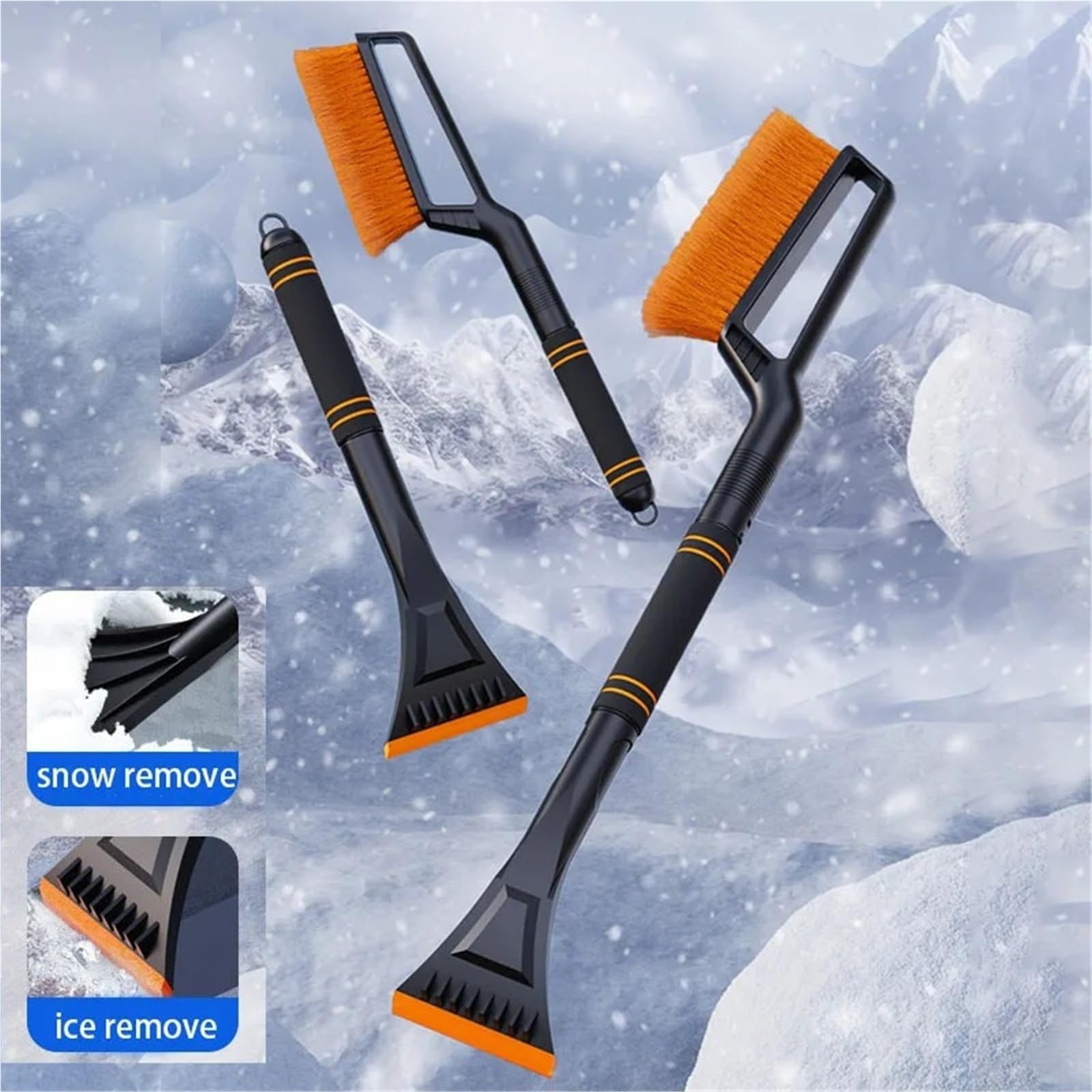 Generisch 2 in 1 Multi-Functional Car Snow Removable Brush Winter Car Ice Shovel Extendable Ice Scraper Car Cleaning & Maintenance Tools(Mb-b1)