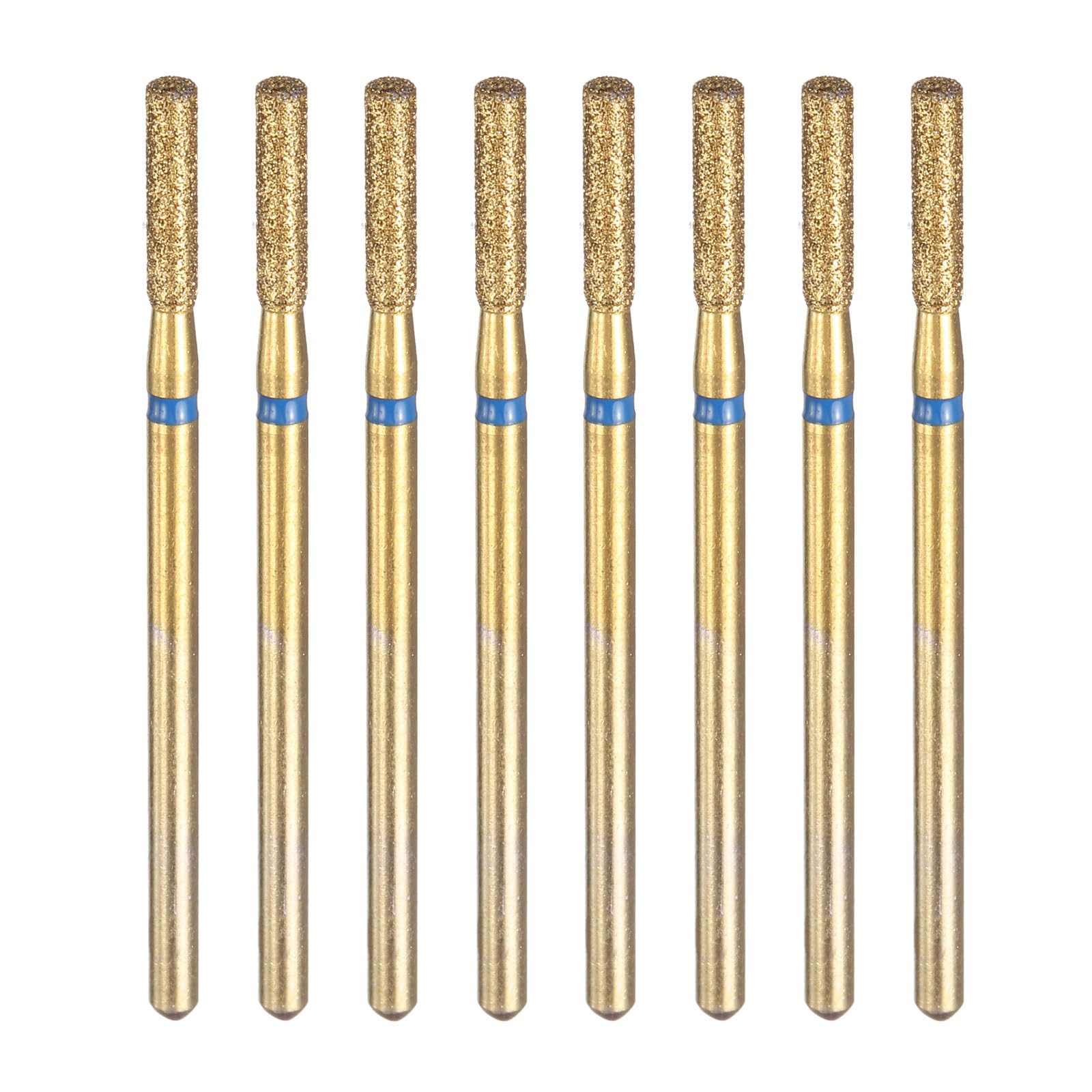 HARFINGTON 8pcs 120-140 Grits Diamond Grinding Bit 2.3mm Cylinder Head 2.35mm Shank 10mm Length Titanium Plated Stone Sanding Drill Bits Rotary Tool