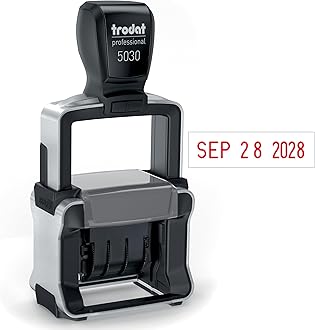 Trodat 5030 Professional 4.0 Date Only Stamp, Self Inking, Impression Size 1-5/8” x 3/8” (Red)