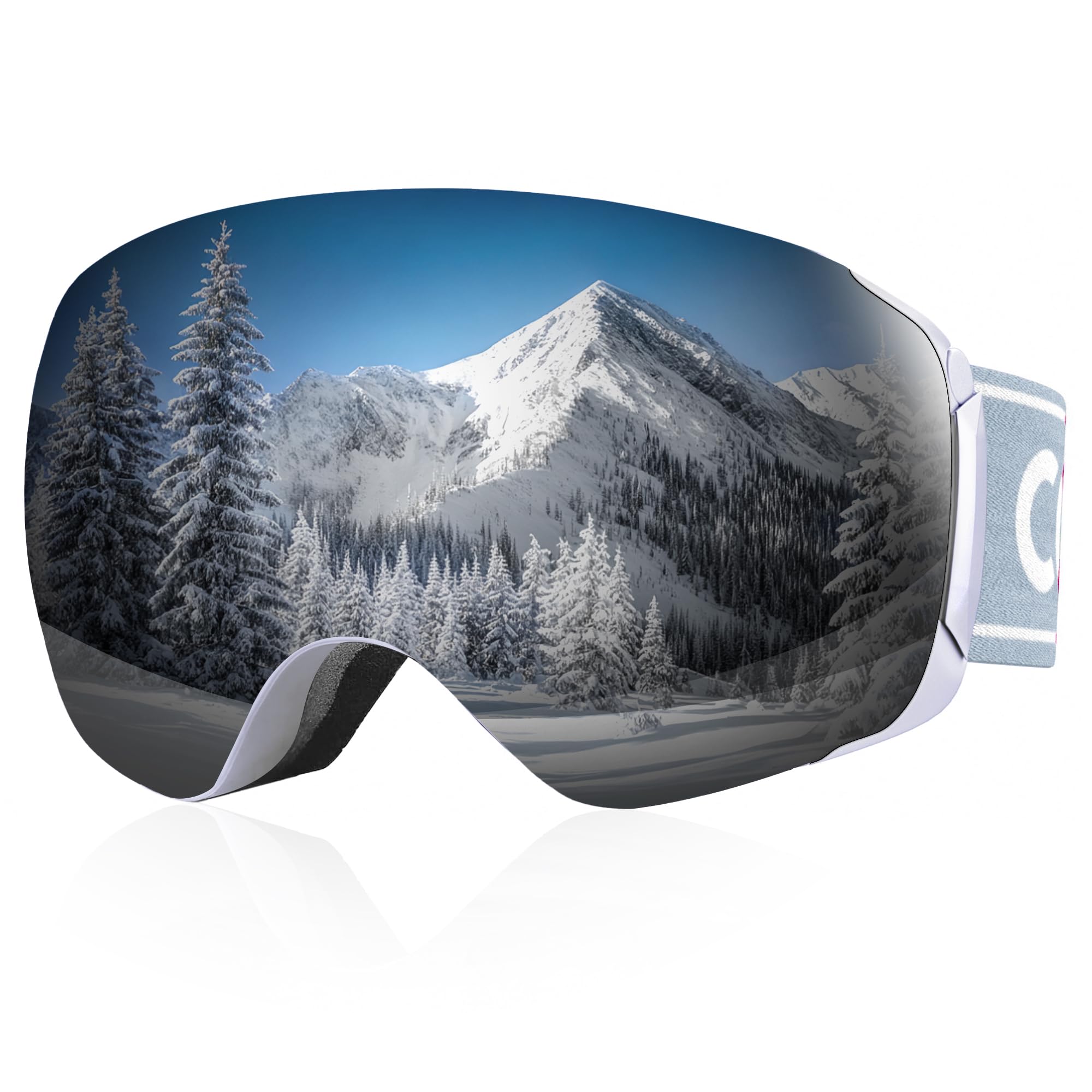 COOLOO Snow/Ski Goggles, Snowboard Goggles for Men Women Youth -OTG, Magnetic Lens Frameless Anti Fog 100% UV Protection