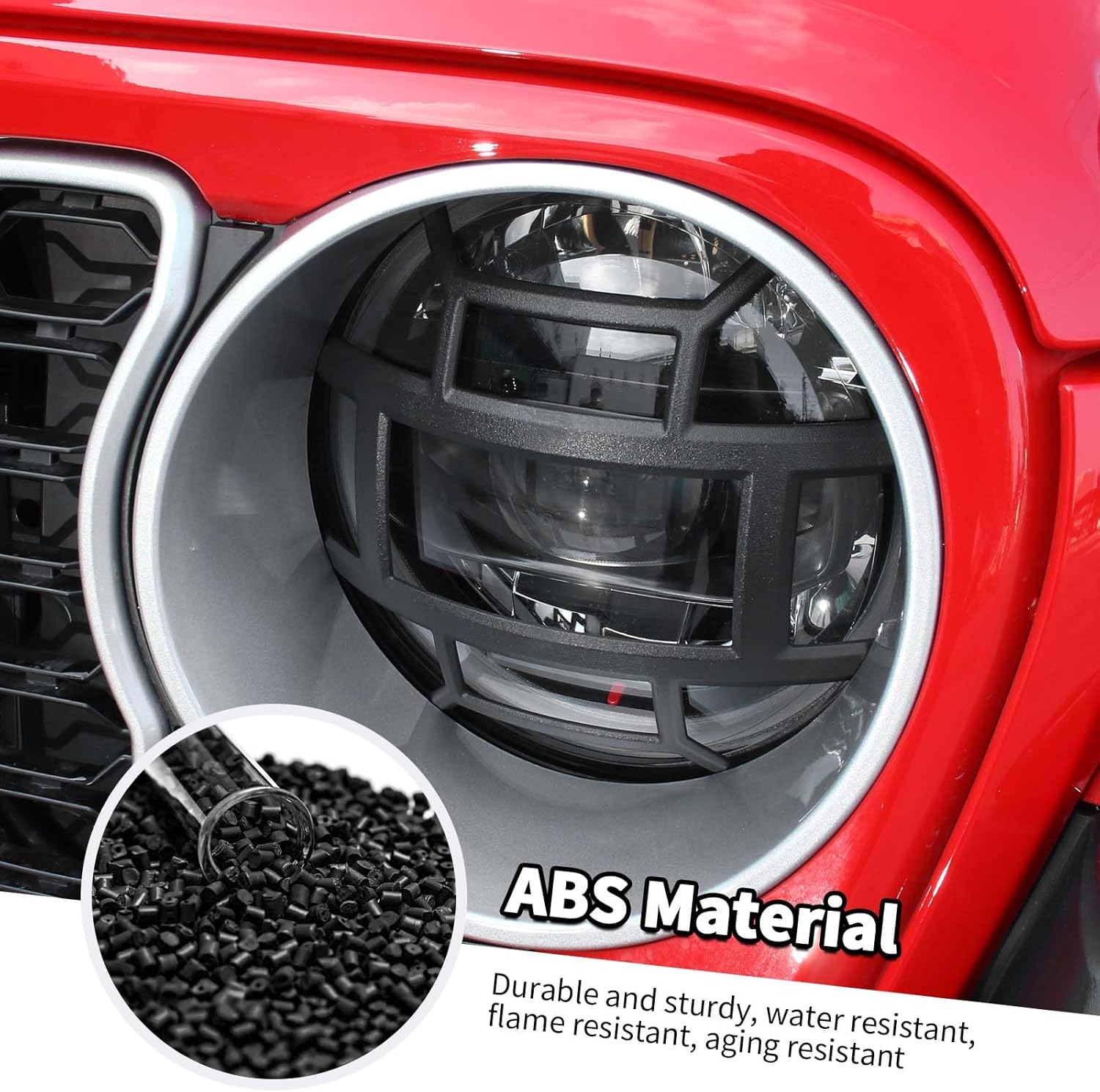 Jimen Front Headlight Cover Guard Compatible with Jeep Wrangler JL 2018-2024 & Gladiator JT 2020-2024 (Black)