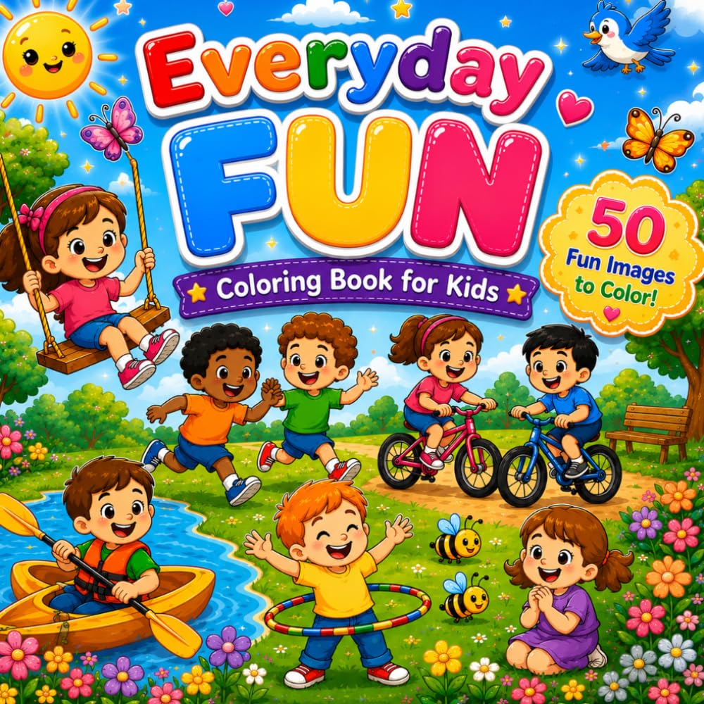 Everyday Fun Coloring Book for Kids: Cute Adventures, Playgrounds, Family Activities & Happy Moments for Kids Ages 3–8