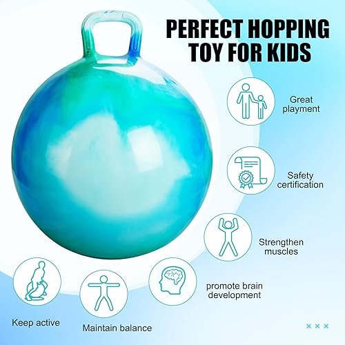Miniatura 3 de INPODAK Hopper Ball - Bola inflable de 22 pulgadas con asa para niños, juguete de salto de salto de hippity hop para niños y niñas de 7 a 12 años