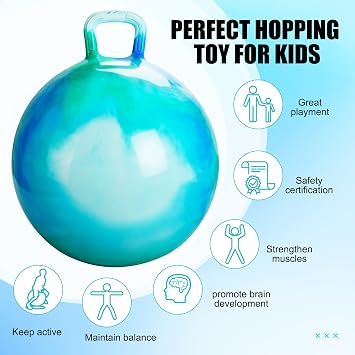 INPODAK 18 inches Blue Hopper Ball and Size 3 Pink Soccer Ball