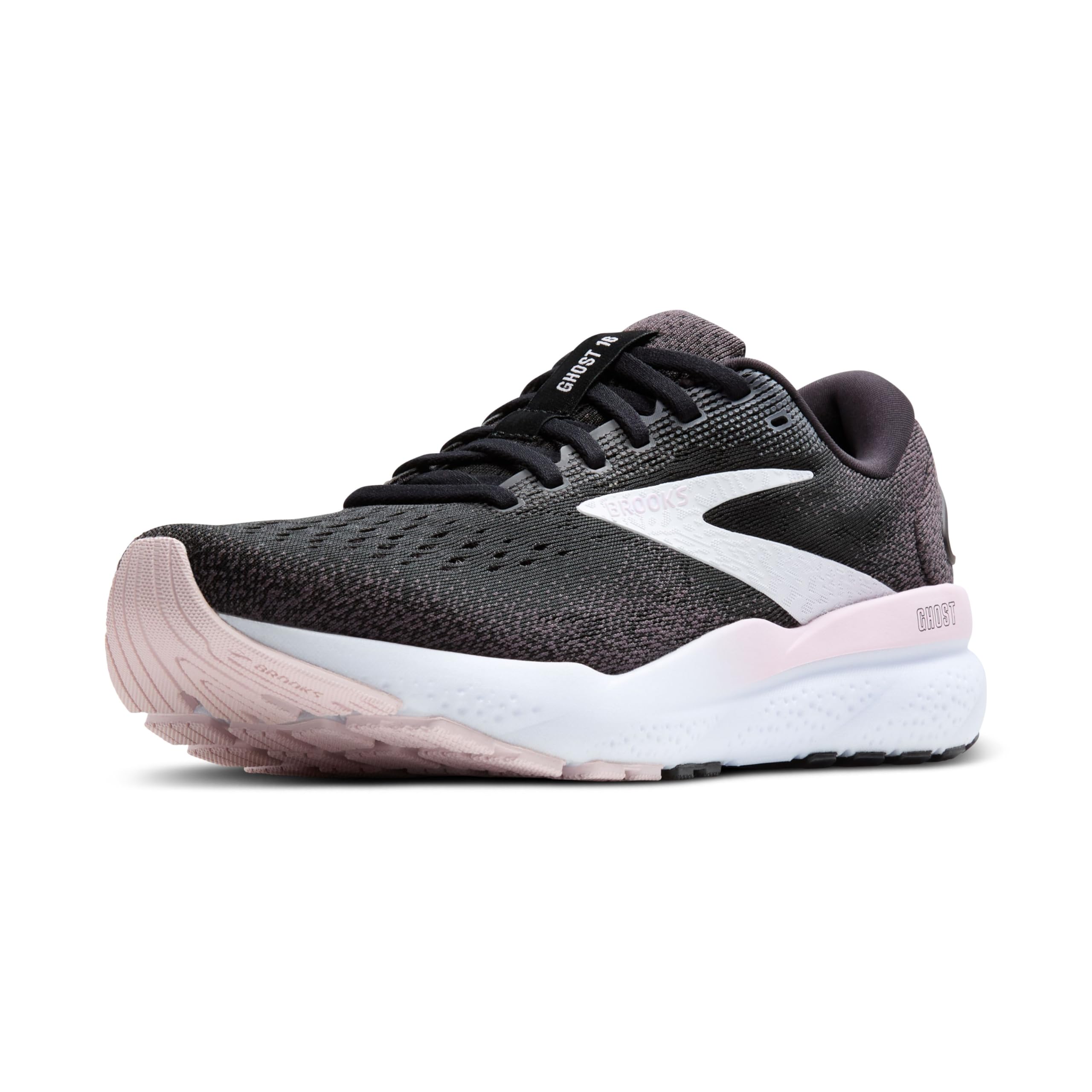 Brooks Women’s Ghost 16 Neutral Running Shoe: 7.5 Black/White/Orchid Ice