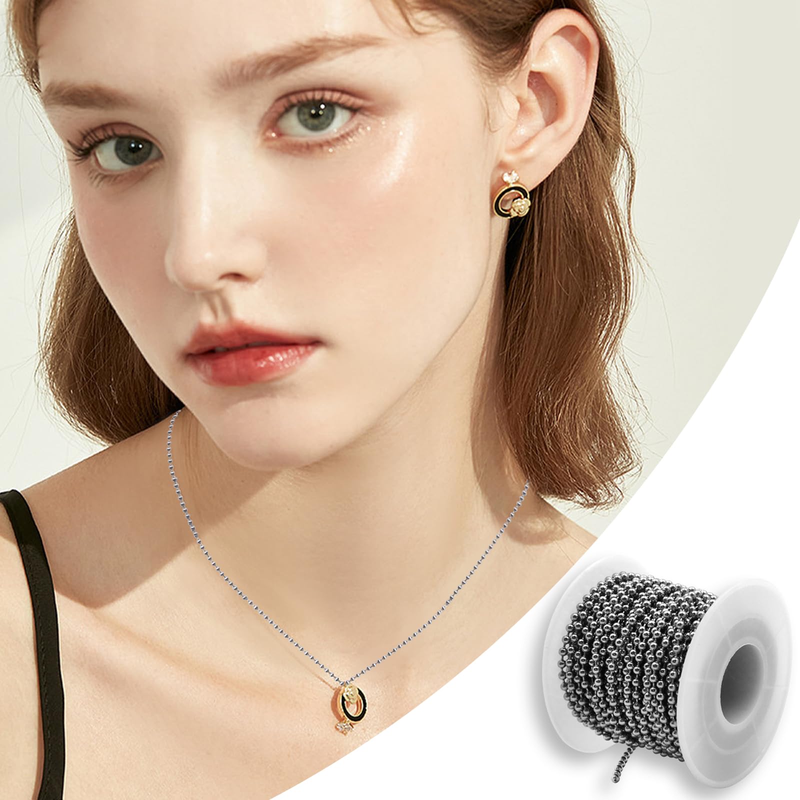 Catena A Palline In Acciaio Inox 2,4mm - 10 Metri Con 50 Connettori | Per Portachiavi, Braccialetti E Decorazioni - Foto 9