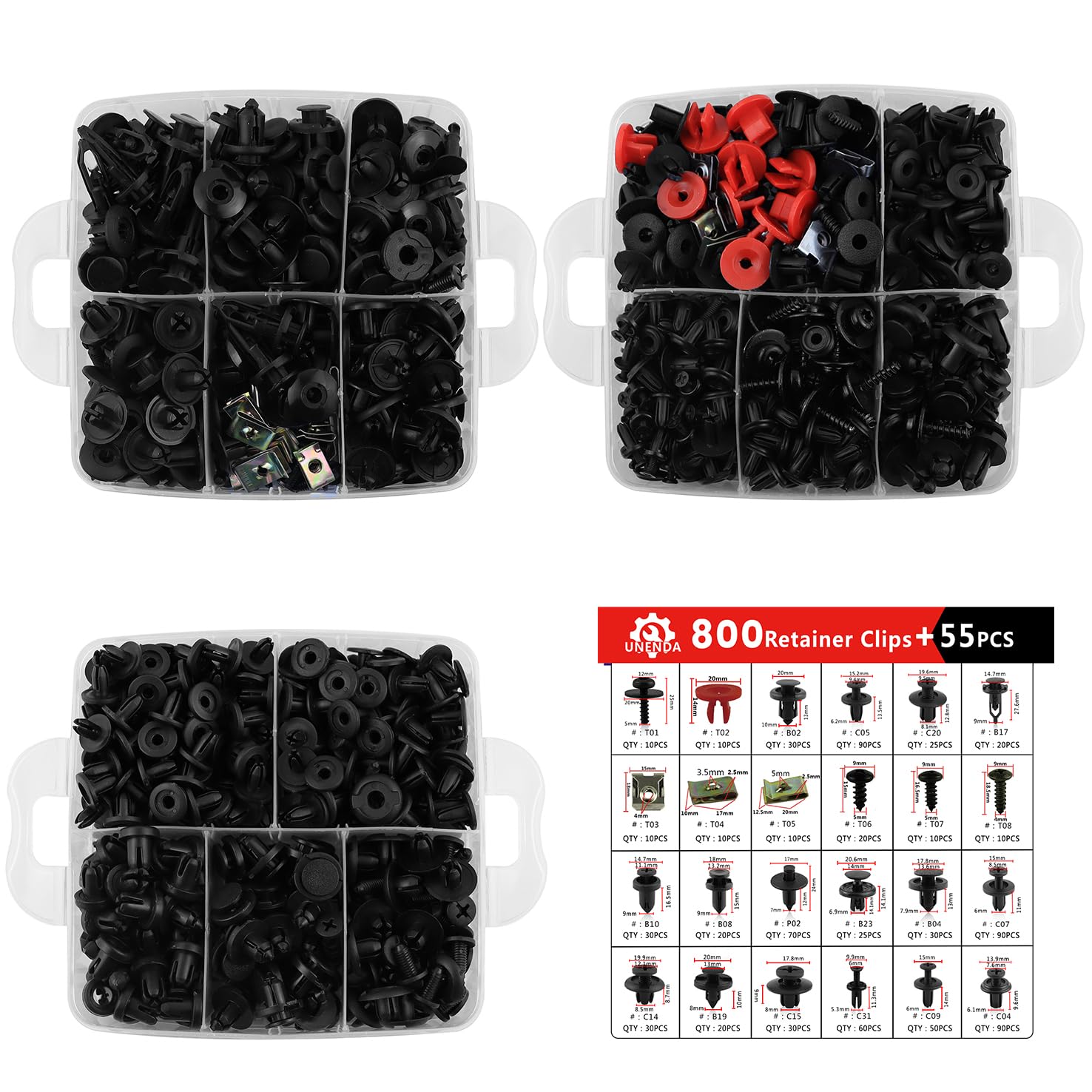 Car Push Retainer Clips 24 Most Popular Sizes Fasteners 855 PCS Automotive Plastic Clips Auto Push Pin Rivets Set with 10 Cable Ties and Fastener Remover for Ford GM Toyota Honda Chrysler Benz Nissan