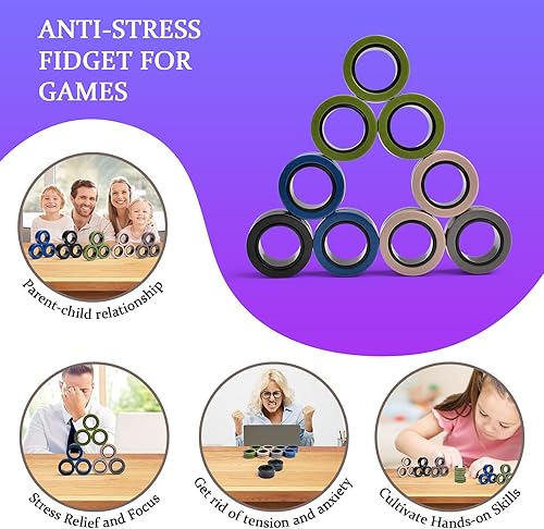 Vista 5 de Cevioce Paquete de 15 anillos magnéticos Fidget Toys Finger Spinner Pack