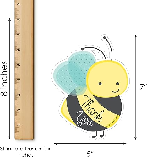 Miniatura 5 de Big Dot of Happiness Honey Bee - Tarjetas de agradecimiento en forma de abeja, baby shower o fiesta de cumpleaños, tarjetas de agradecimiento con