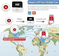Vista 6 de Sistema de botón de llamada WiFi para cuidador, alerta de aplicación inteligente, botón de llamada de emergencia, alerta de ayuda personal en casa