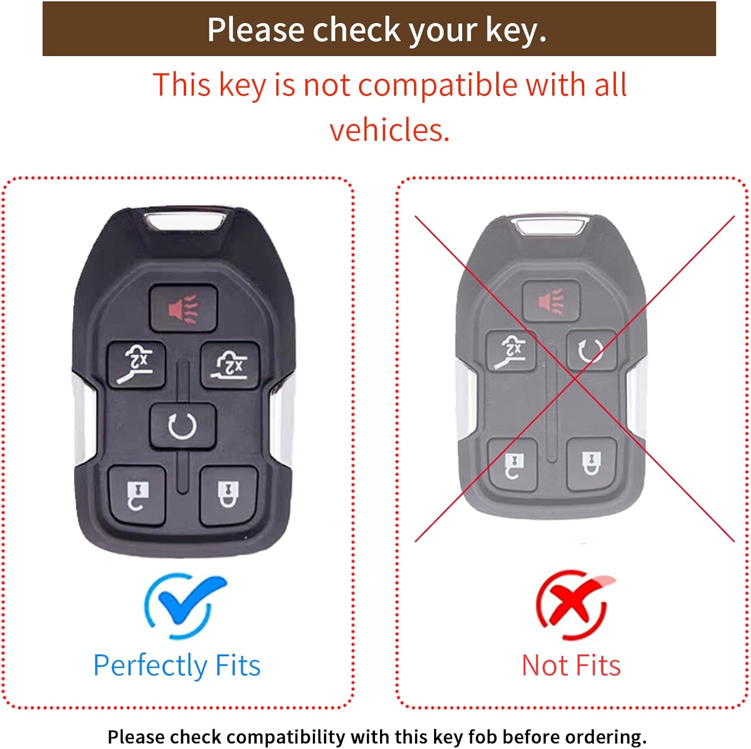 Key Fob Cover Leather Car Suburban Tahoe 2015 2016 2017 2018 2019 2020 Tahoe Suburban Yukon Smart Remote Key Shell (J-Black)