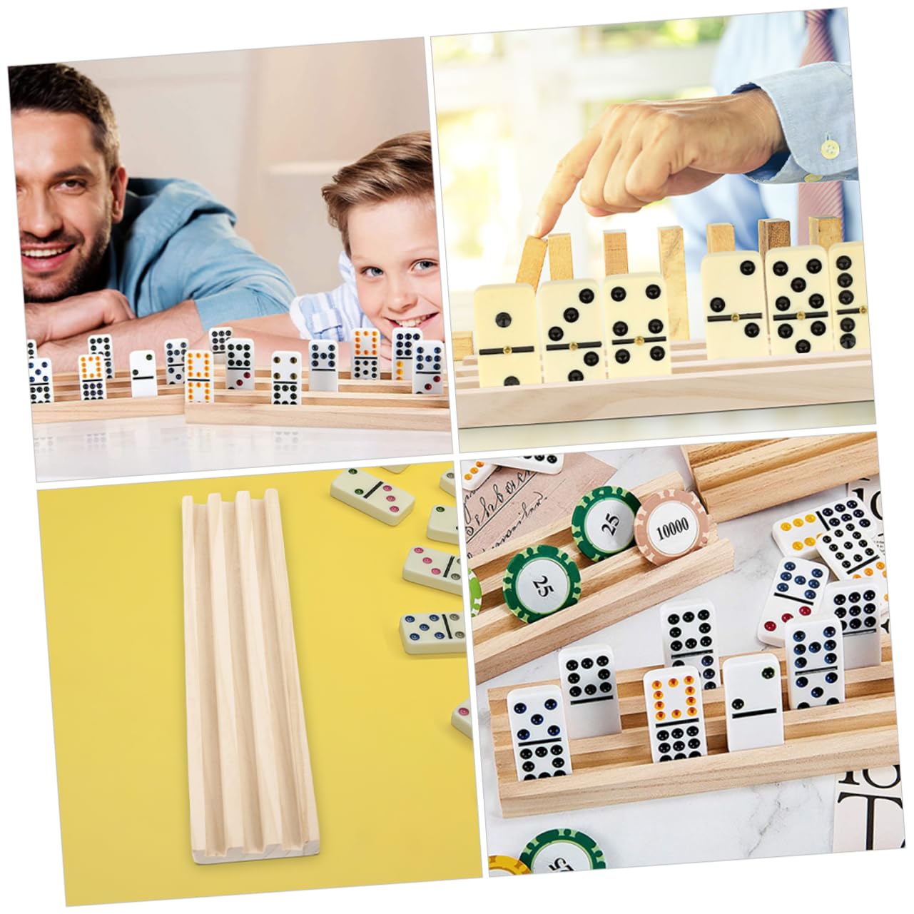 Estantes de Dominó de Madera 3 Piezas Beige para Juegos