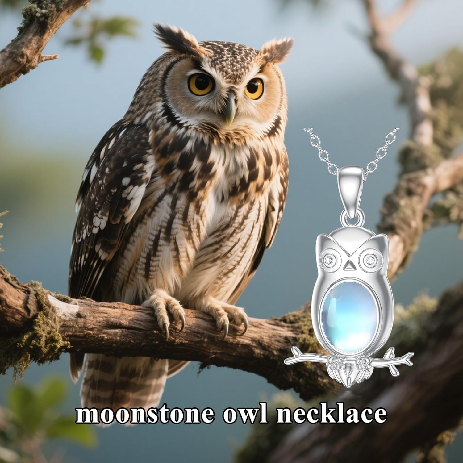 Owl Necklace for Women 925 Sterling Silver Moonstone Owl Pendant Ladies Jewelry Gifts - Image 6