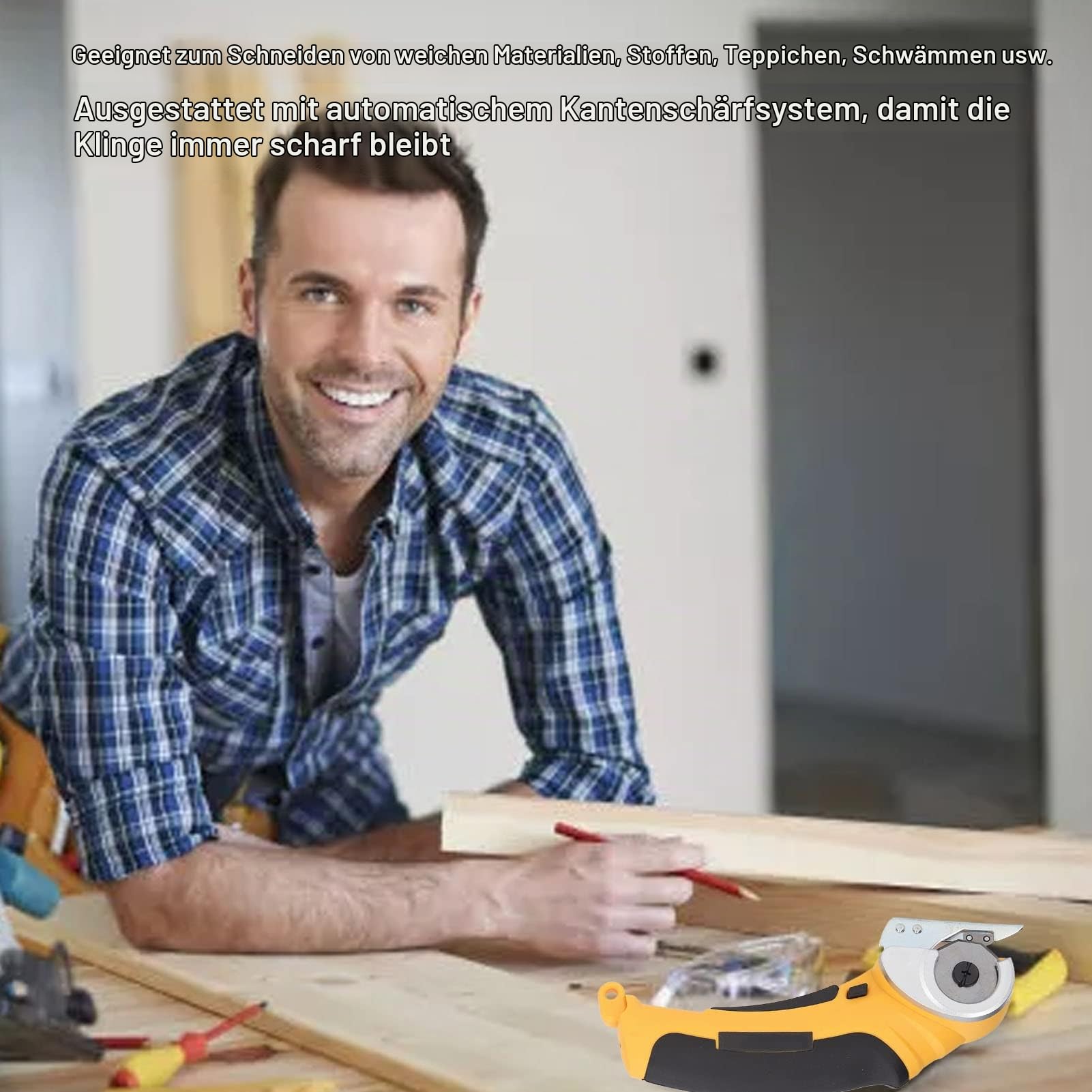 Schnurlose Elektrische Schere, Wiederaufladbarer Rollschneider, Elektrischer Kistenschneider, Kartonschneider für Stoffe, Teppiche, Leder, Filz, Geschenke für Männer und Frauen