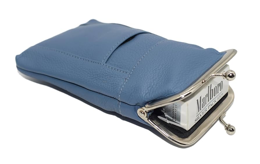 Amazon.com: Genuine Leather Baby Blue Cigarette Case Holder
