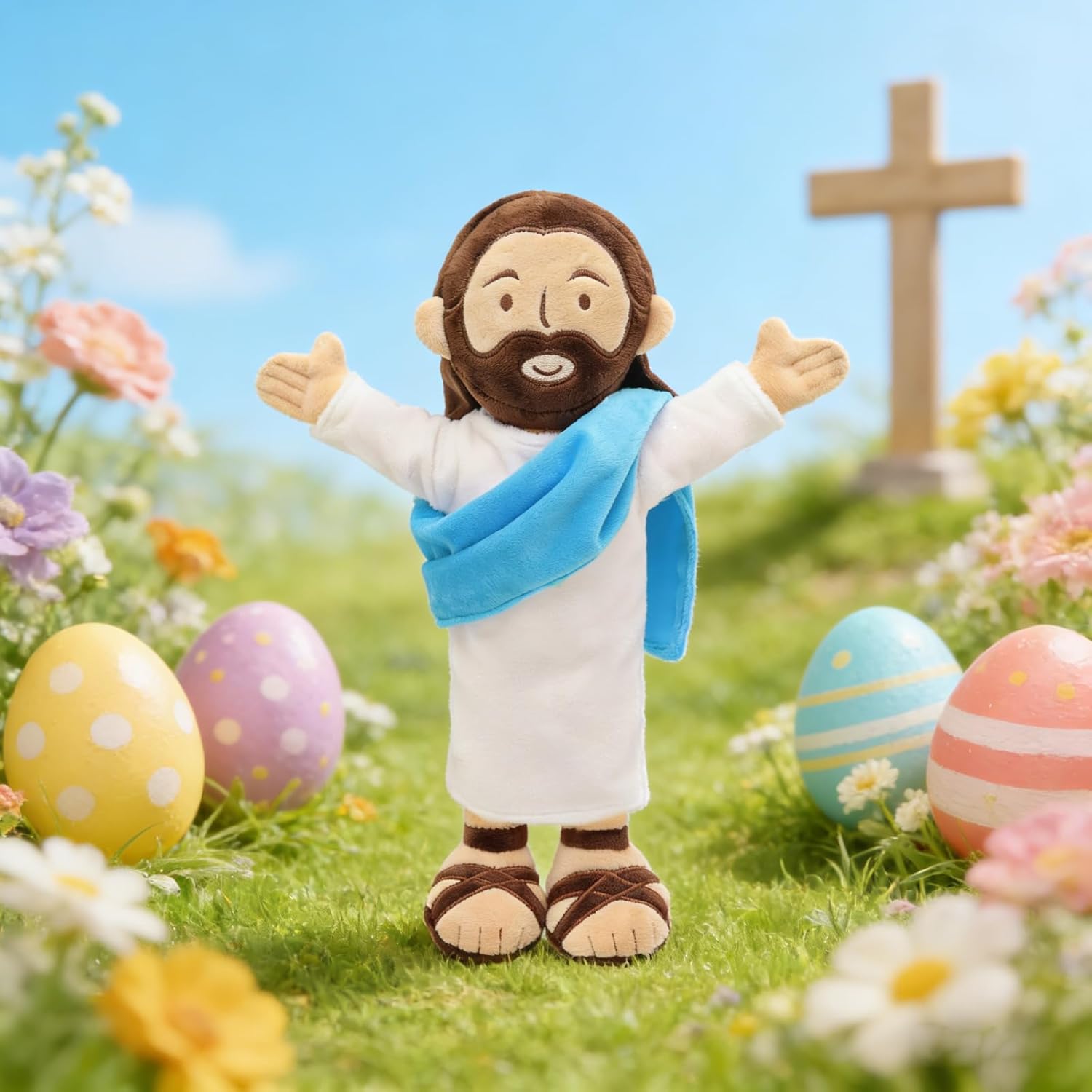 Yelakey 13" Jesus Plush, Jesus Stuffed Doll Plushie for Easter Christmas Church (Brown)