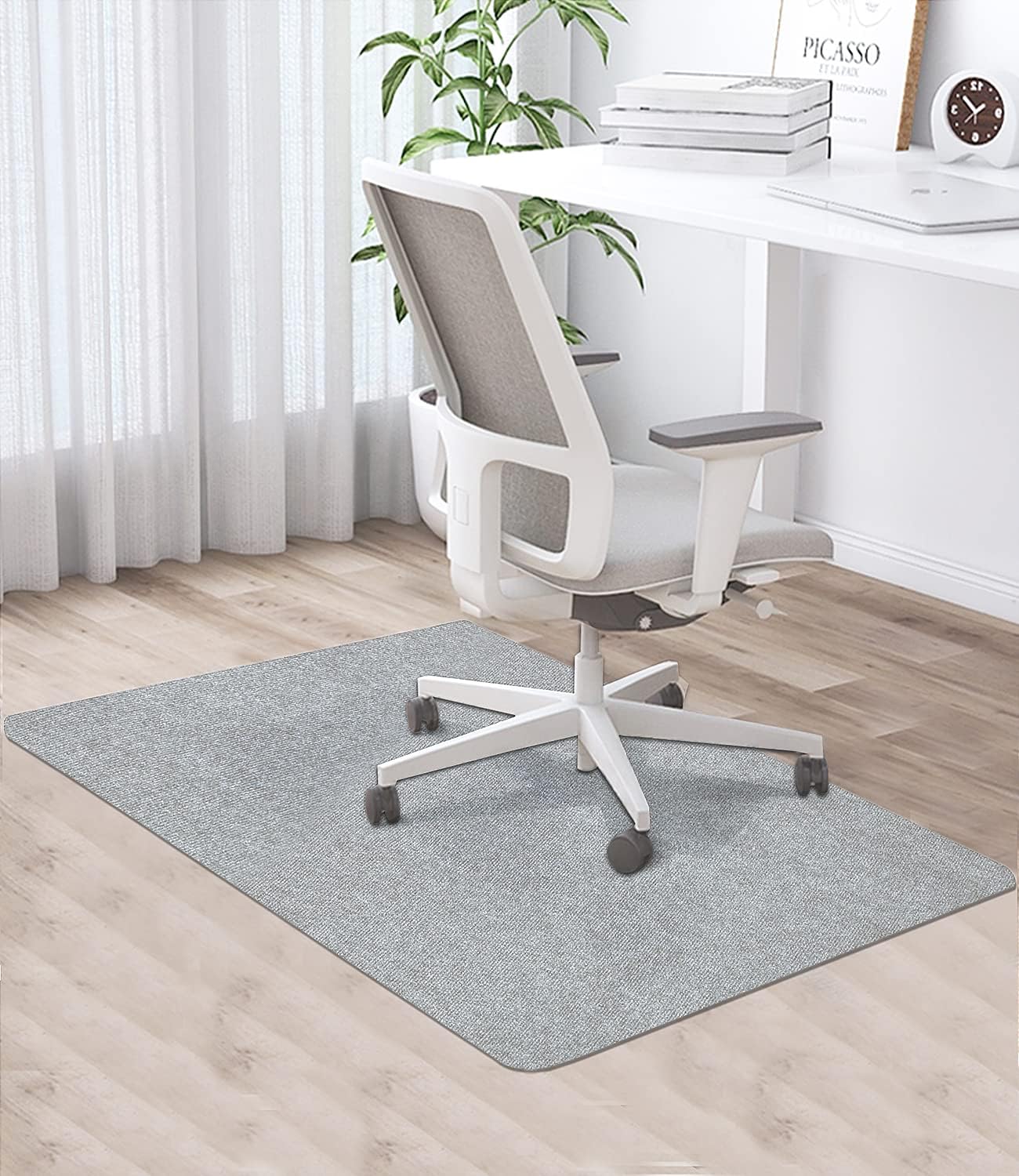 Office Chair Mat, 90 x 120 cm, Light Grey, Floor Protection Mat, Office Chair, Floor Protection Mat for Hard Floors, Scratch-Resistant Floor Mat, Chair Mat, Desk Chair Mat for Laminate