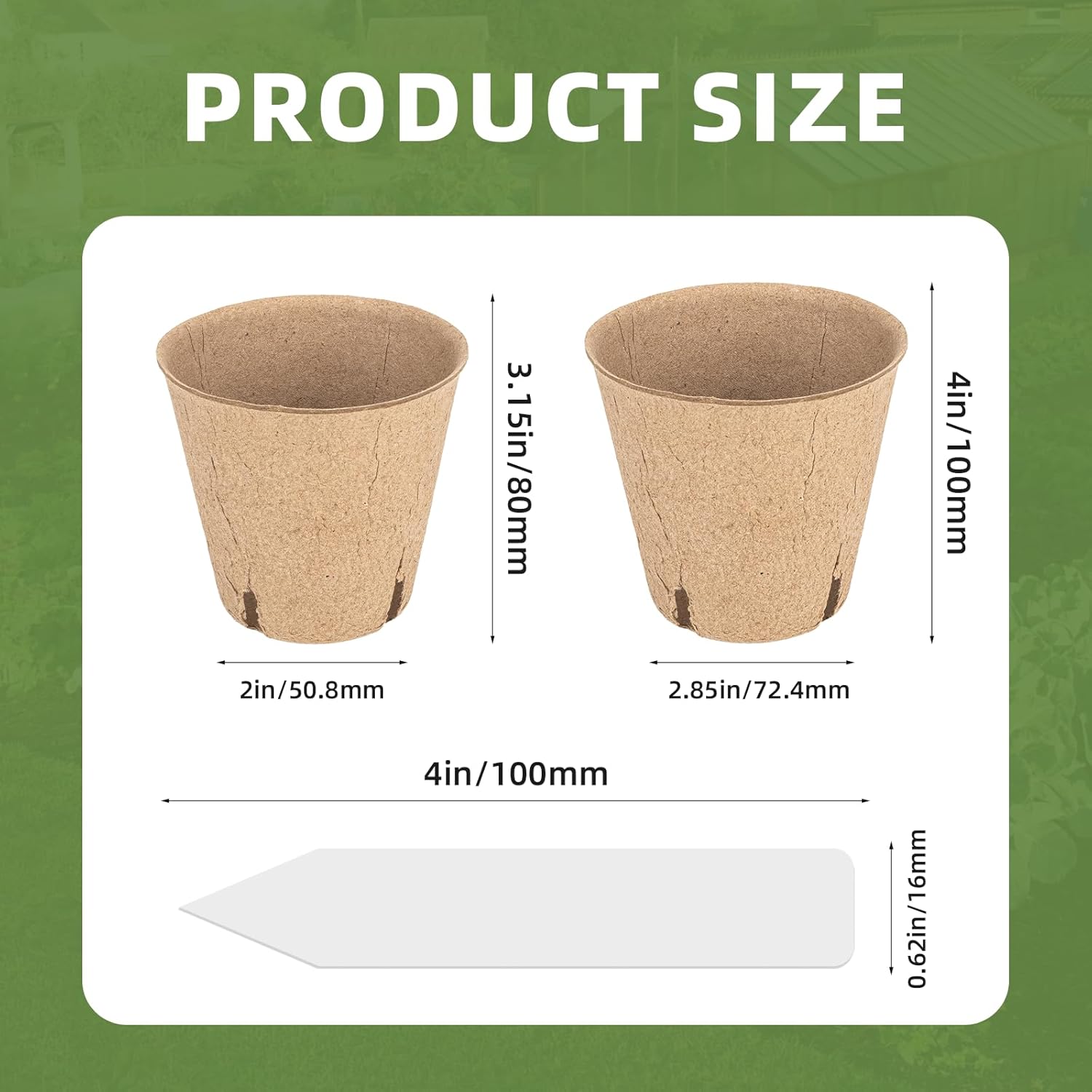CLEANGOR 70Pcs Biodegradable 4” Peat Pots with 70Pcs Plant Labels, Biodegradable Seed Starter Pots with Drainage Holes, Nursery Pots for Seedlings, Herbs, Vegetables, Flowers, Gardening Kit