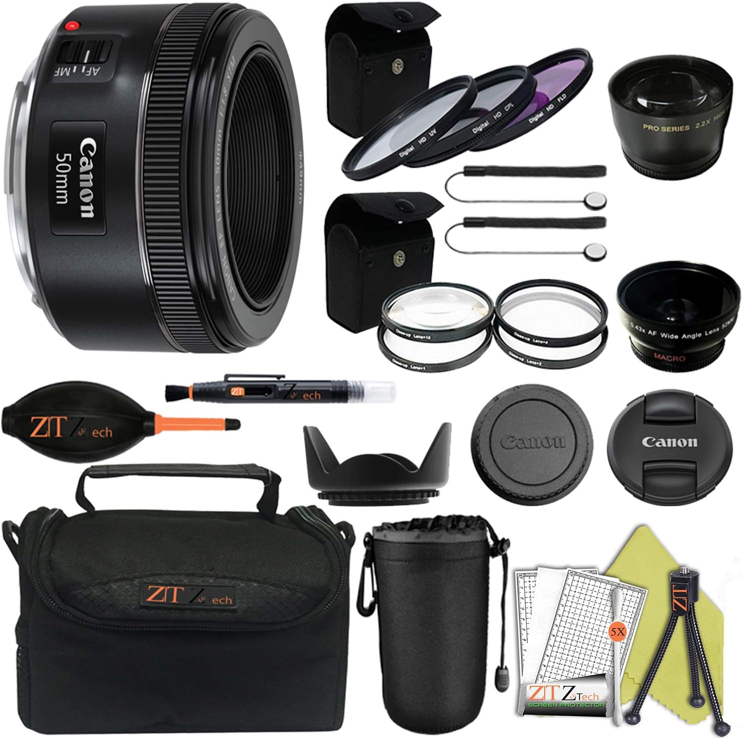 Canon EF 50mm f/1.8 STM Prime Lens ZeeTech Package (Proffesional Kit)