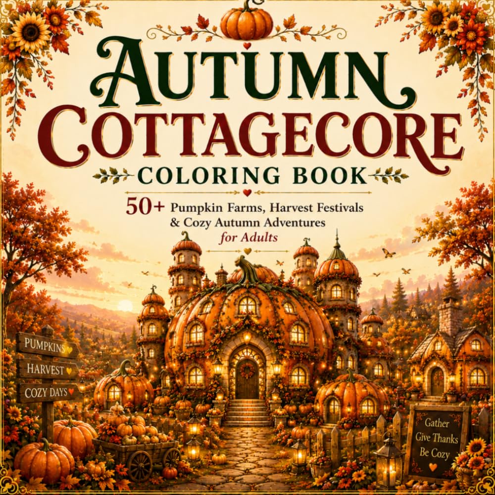 Autumn Cottagecore Coloring Book: 50+ Cozy Fall Scenes of Pumpkin Farms, Harvest Festivals, Lantern Walks, Woodland Villages and Autumn Adventures for ... Friends & Magical Gardens Coloring Books)