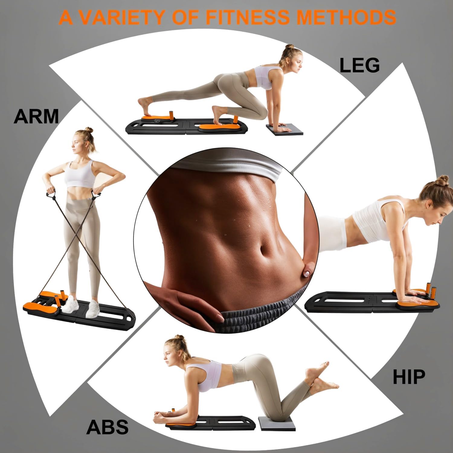 Pilates Board, Pilates Reformer Set, Portable Ab Core Trainer, Multifunctional Abdominal Board, Portable pilate Reformer, Foldable Pilates Reformer Board for Home