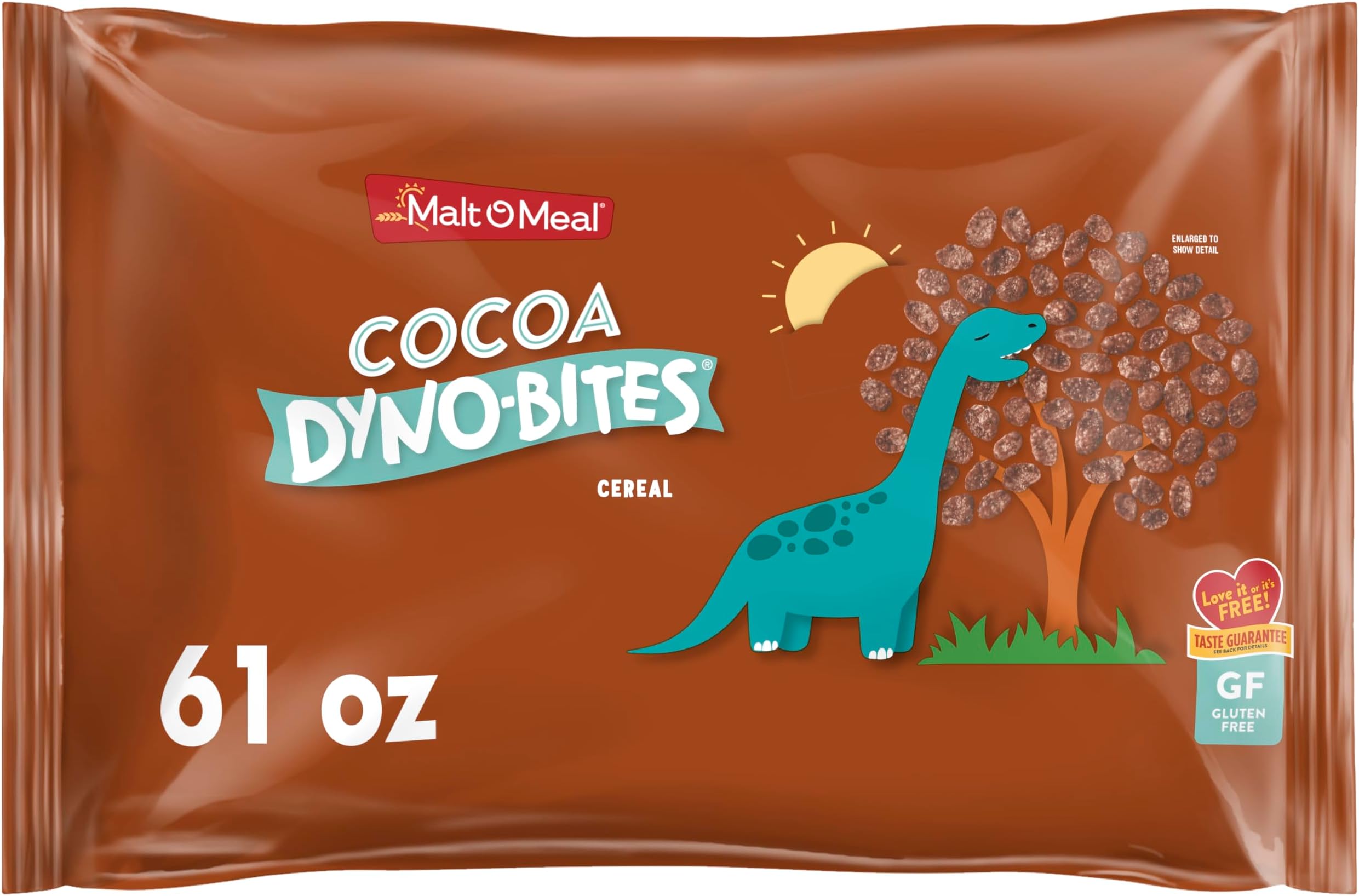 Malt-O-Meal Cocoa Dyno Bites Gluten Free Breakfast Cereal, Crispy Rice Puff Cereal, Large Cereal for Family, 61 OZ Resealable Cereal Bag