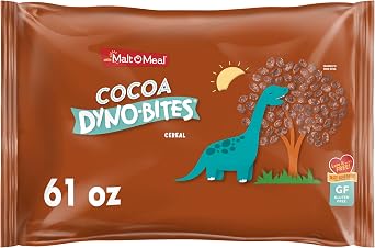 Malt-O-Meal Cocoa Dyno Bites Gluten Free Breakfast Cereal, Crispy Rice Puff Cereal, Large Cereal for Family, 6 oz Resealable Cereal Bag