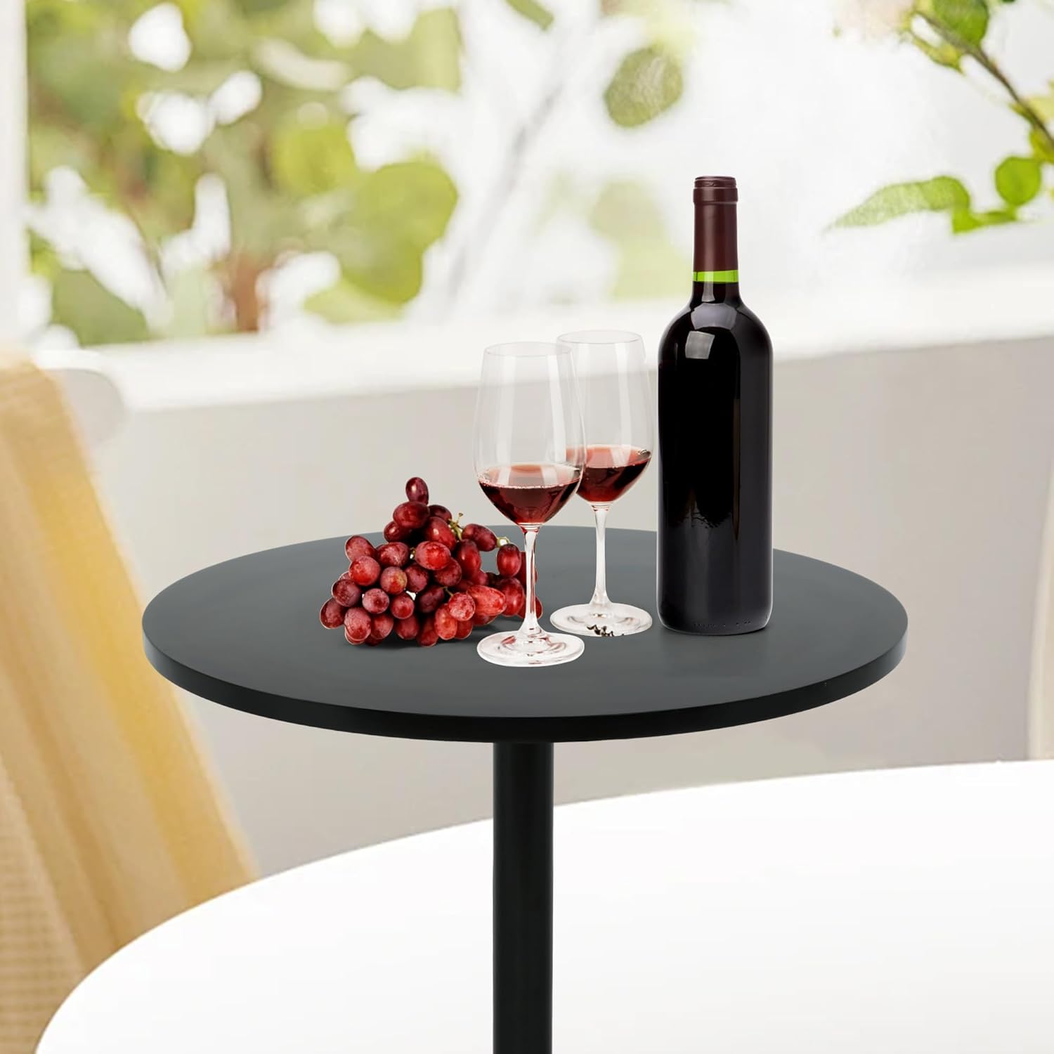 Round Bar Table, Drink Stand Side Tables,Pub Indoor Table,Coffee Bar Drink Table,Black