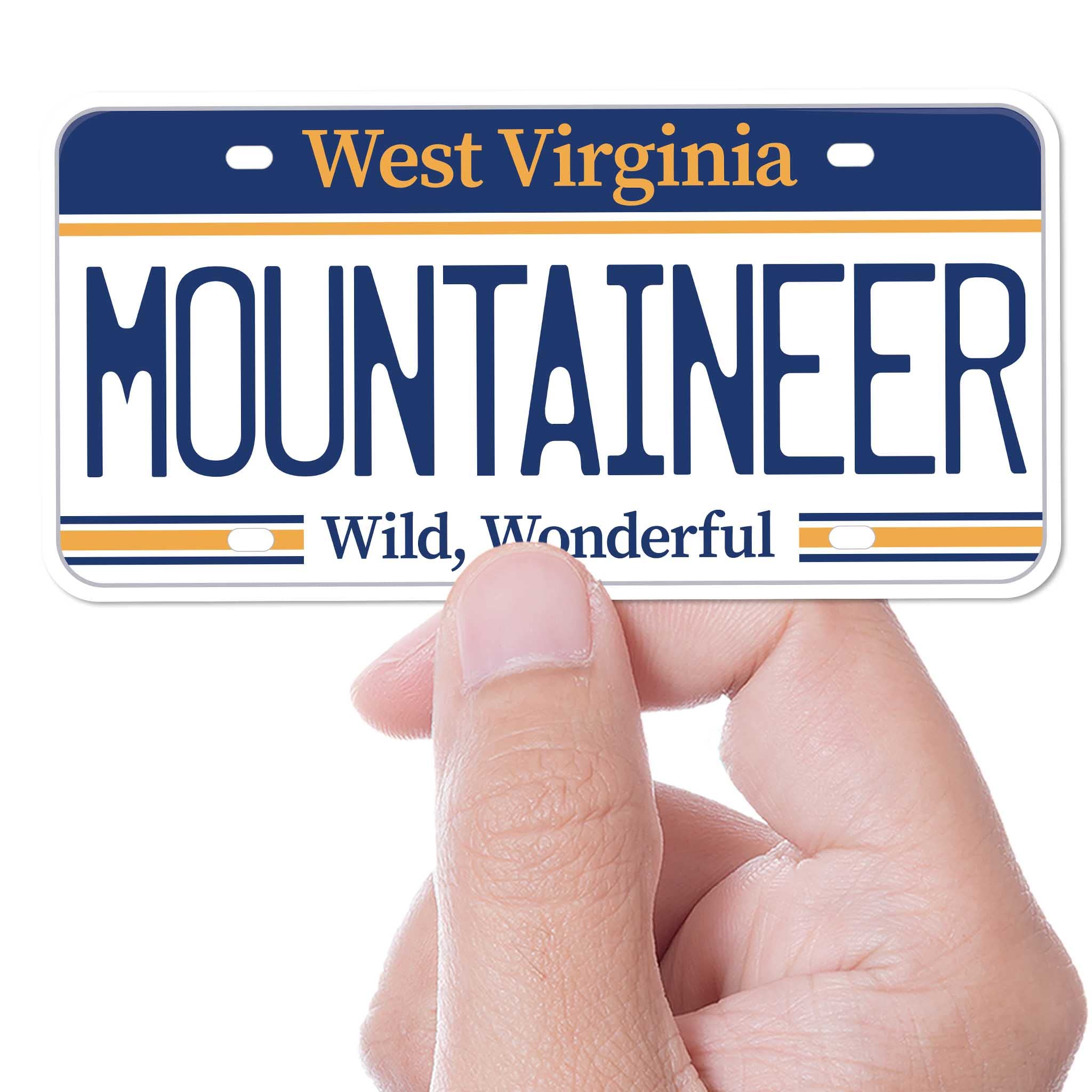 Mountaineer West Virginia License Plate Bumper Sticker for Car, Hail West Virginia, WV License Plate Decal for Hydroflask & Laptop, Country Music