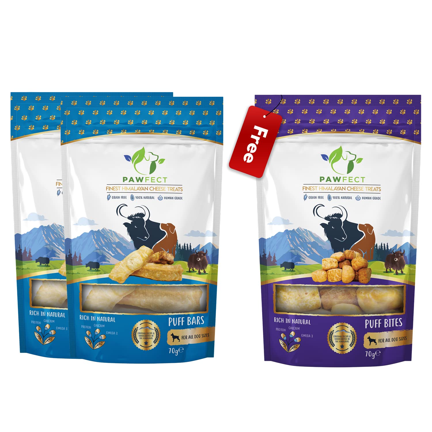 Pawfect Treats - Himalayan Cheese Puff Bar For Dog | 100% Natural - Free Puff Bite (2 X 70G + 70G), Stick, All Life Stages, 3 Count (B09TW2264R) Amazon Price History, Amazon Price Tracker