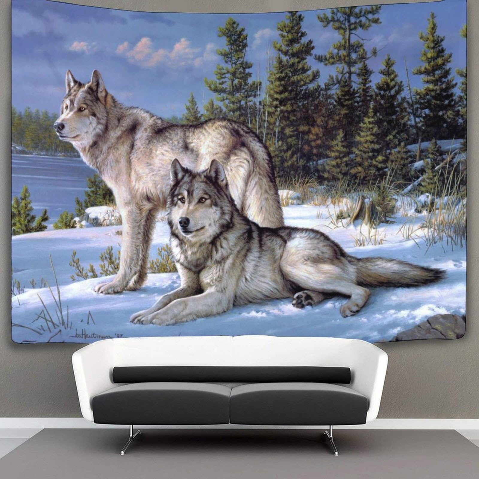 kaiyun Wolf Tapestry Animal Tapestries 3D Wall Hanging Home Decorations for Room 180cmx230cm