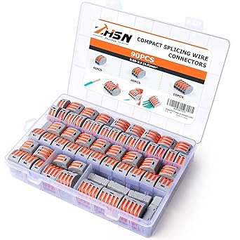 Zhushan 90 PCS Compact Wire Conductor Connector Set,Lever Wire Nut Connector Kit Fast Connection Terminal 28-12 AWG