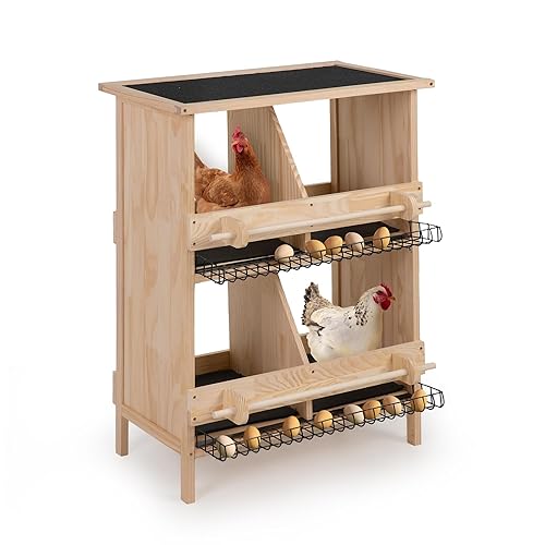 COZIWOW Nesting Boxes for Chickens,Wooden Chicken Nesting Boxes with Asphalt