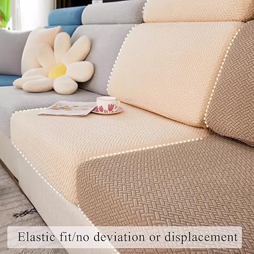 Miniatura 5 de HM&DX Funda elástica universal para sofá con parte inferior elástica, 1/2/3/4 asientos en forma de L, funda de sofá modular de terciopelo jacquard,