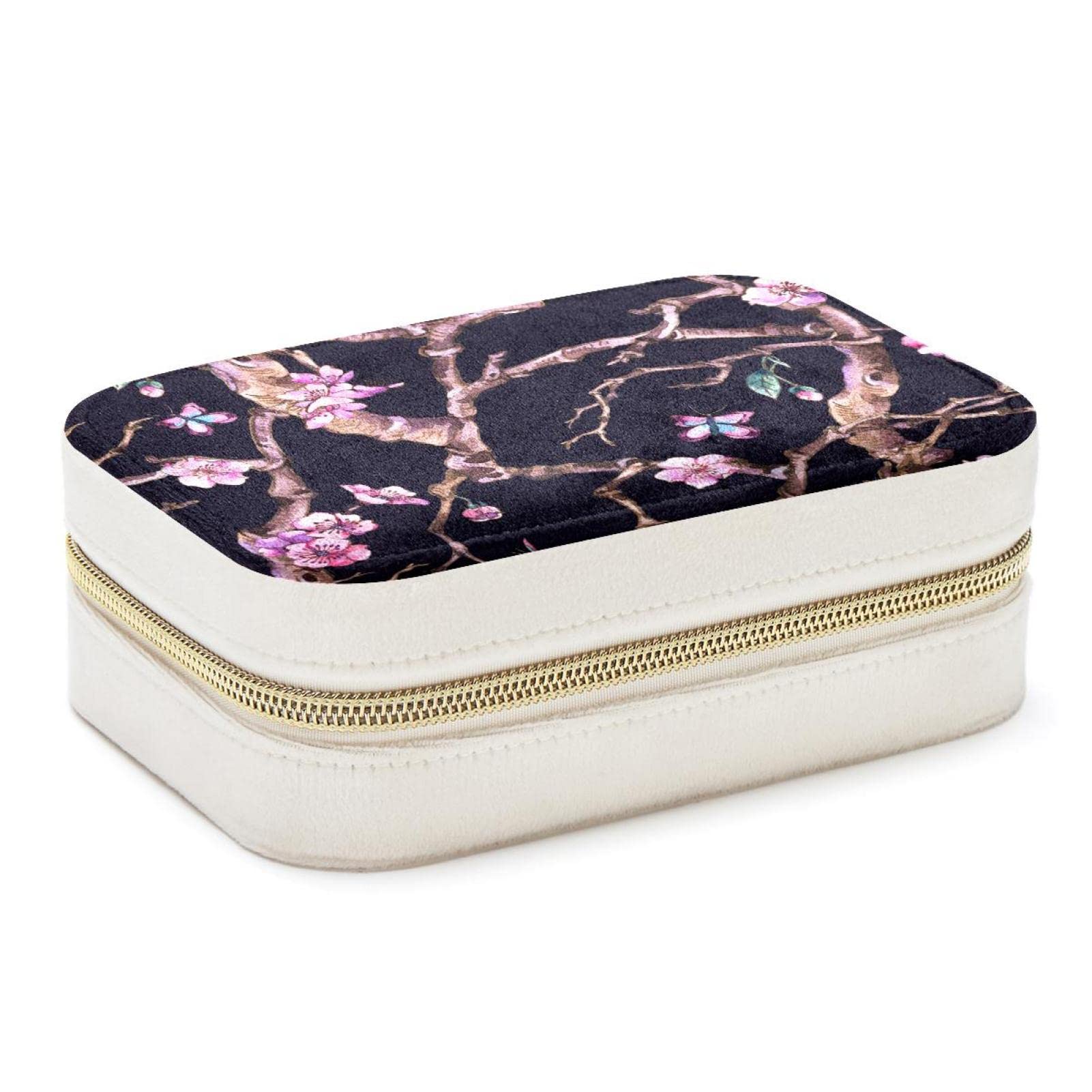 Boîte à bijoux de voyage aquarelle prune pour organiser vos bagues et colliers en déplacement