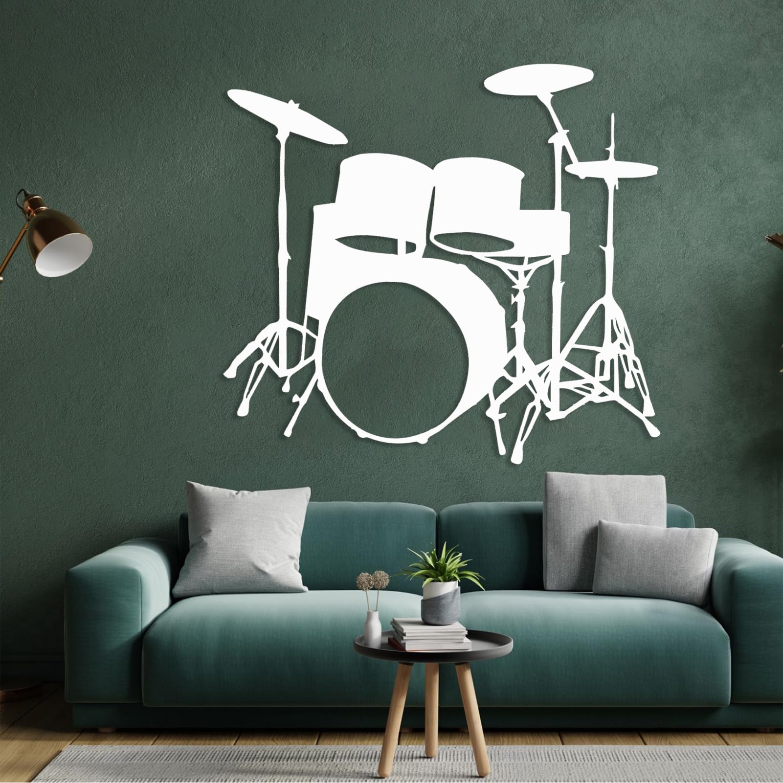 Kit de batterie décoration murale en métal blanc 90x82 cm pour chambre