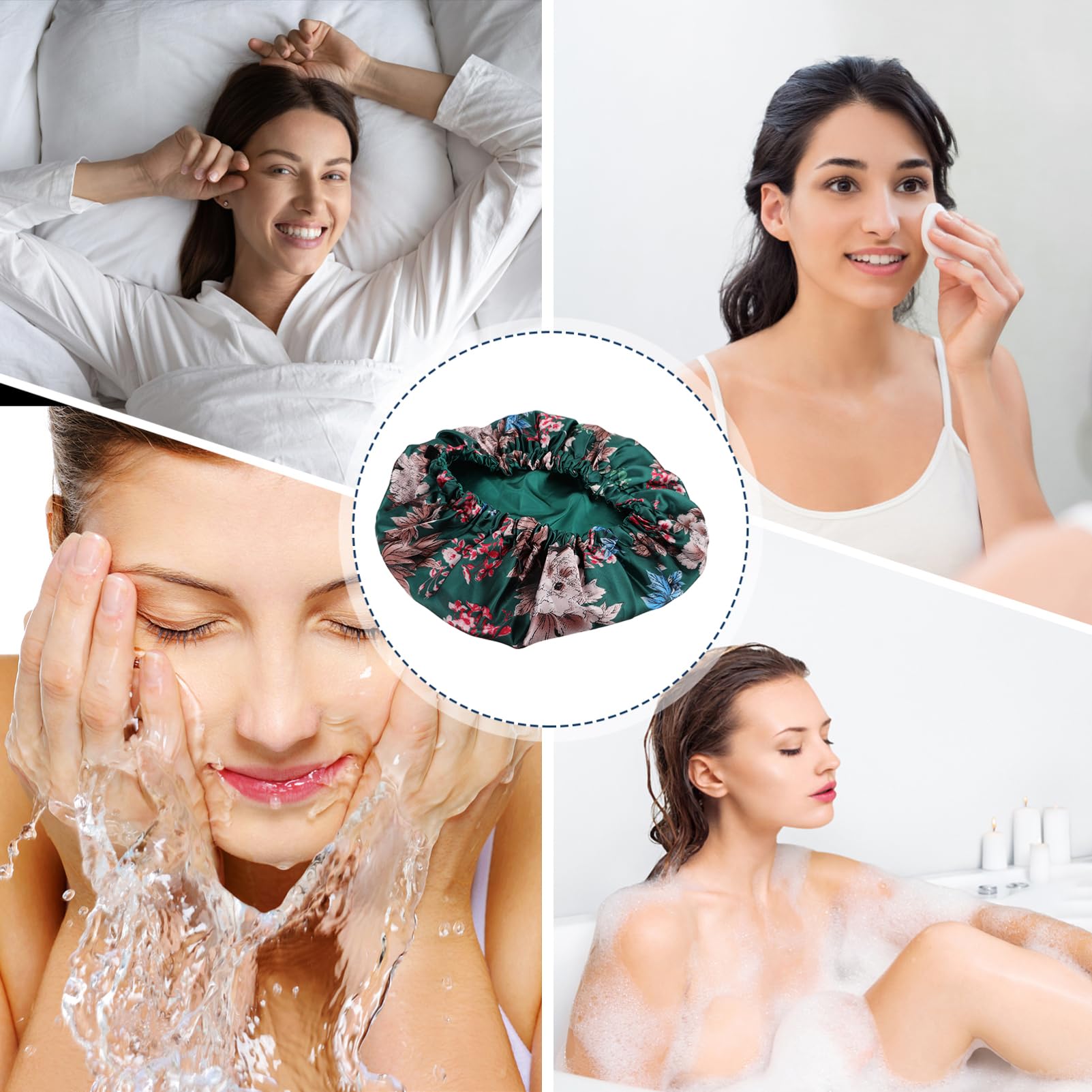 FOMIYES 4piezas Gorro Reutilizable Diseño Floral Para Mujeres Gorro De Baño Ajustable Para Cuidado Del Cabello y Baño