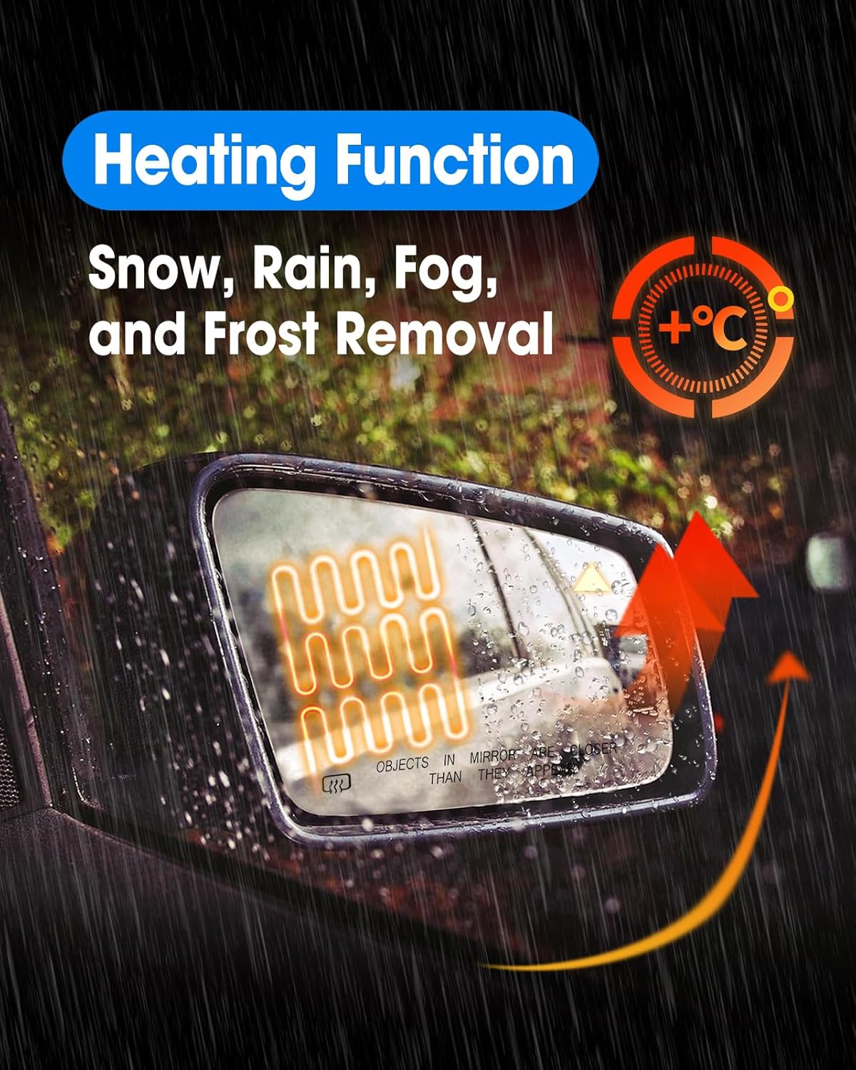 Passenger Side Heated Mirror Replace 68318282AA Fit for Chrysler Pacifica 2017-2024 Voyager 2020-2024, Right Side Power Exterior Rear View Mirror Glass with Blind Spot & Backing Plate, 2 Pin