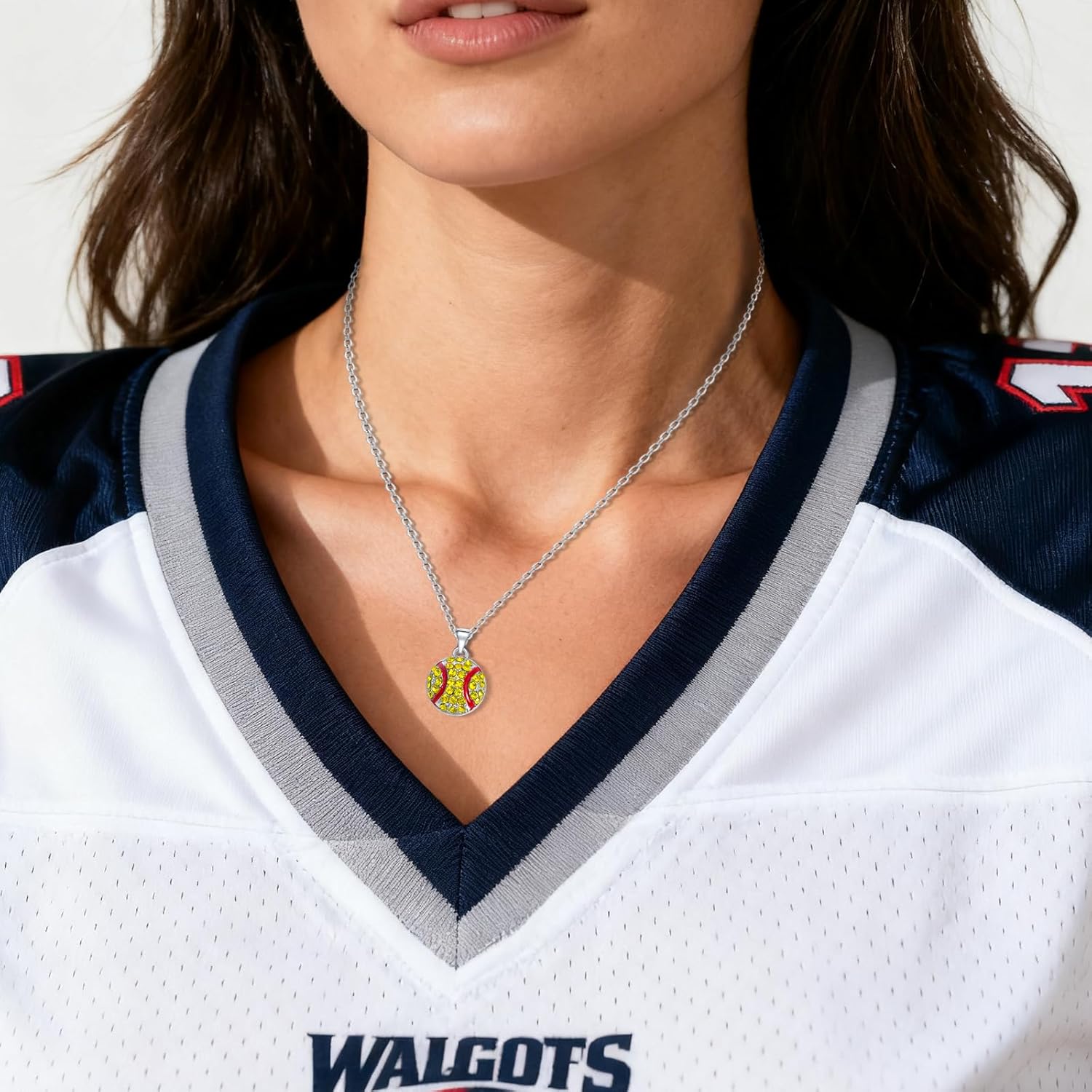 Crystal Softball/Football/Volleyball/Basketball Necklace for Women Men Mom Sports Necklace for Game Day Team Events Jewelry Gifts - Image 2